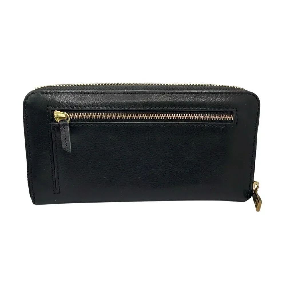 FOSSIL Black Sleek Zip Closure Wallet 8”L x 4” W